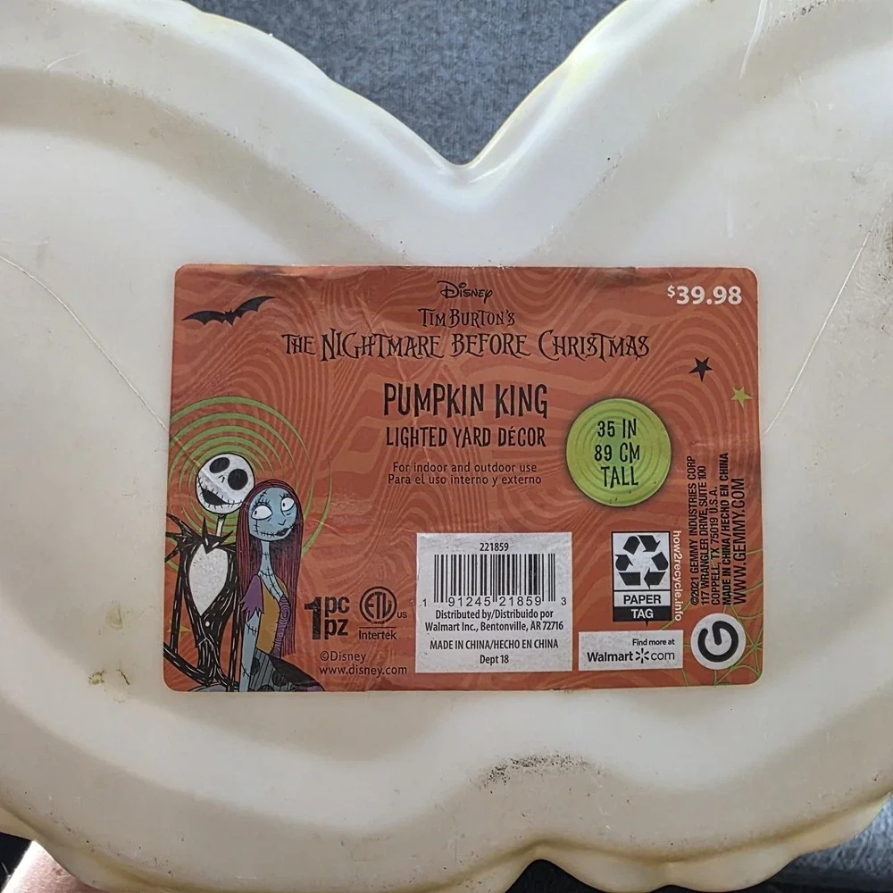 Disney Tim Burton's the Nightmare Before Christmas Blow Mold Light Up Halloween